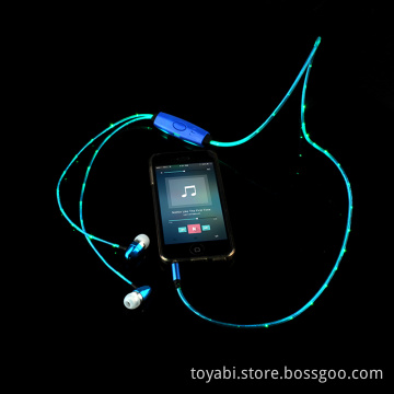 LED Flashing Light Glowing headphones Sport Stereo In-ear earphone Earbud Earphone with Microphone for Android IOS Mobile phone